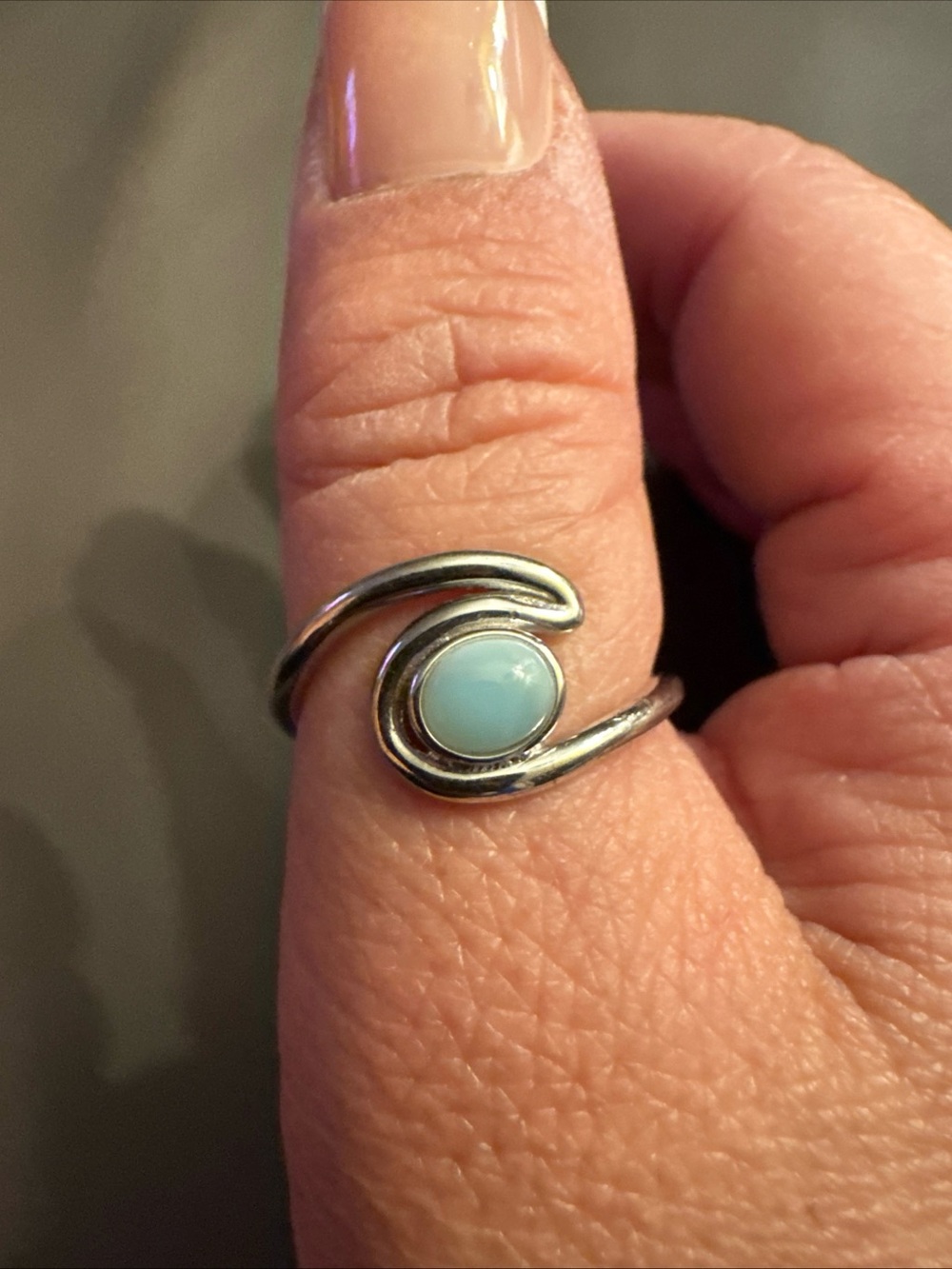 Aloha Jewelry Co 925 Sterling Silver Larimar Wave Ring Sz 8